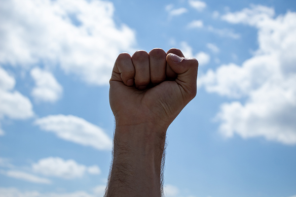 Fist pump in the air