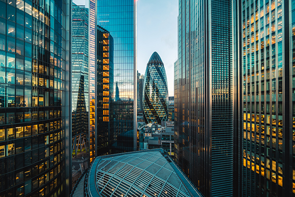 London skyline at dusk