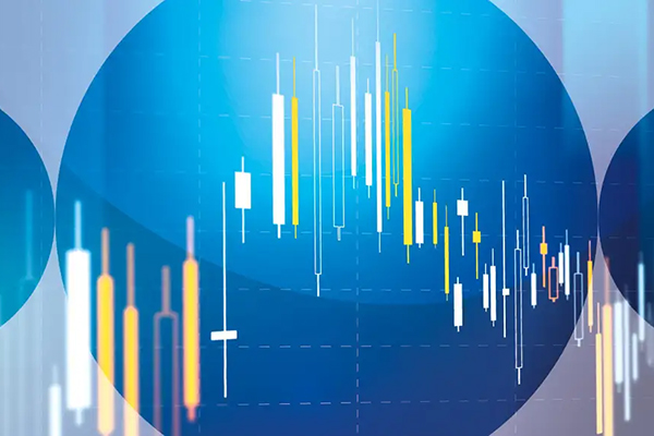 A globe with technical analysis chart on the top