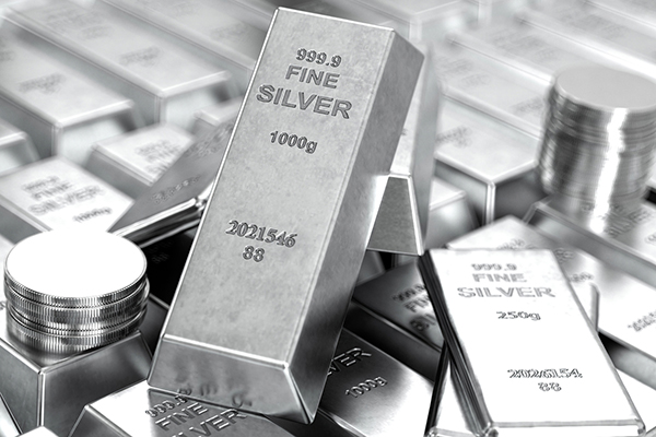 Silver ingots and coins
