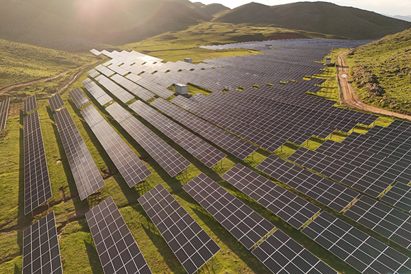 Aerial view of solar panels