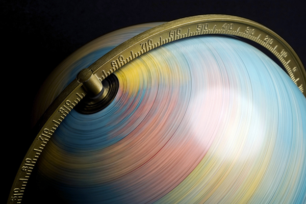 Spinning globe against black background