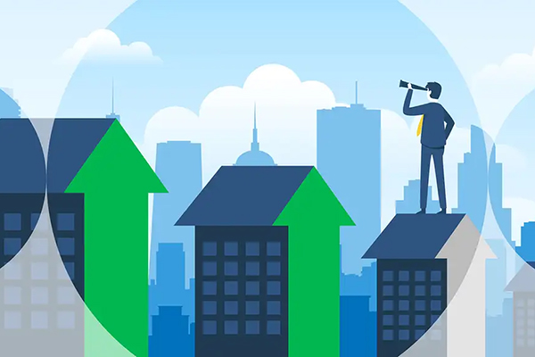 Aberdeen illustration of investor looking through telescope