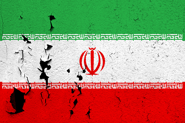 Battered flag of Iran