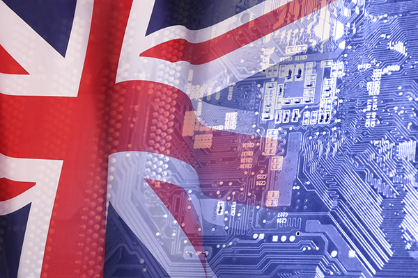 UK flag with chip background