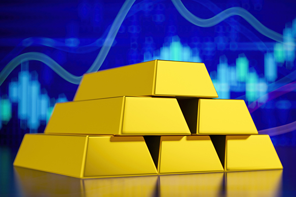 Gold ingots stacked up