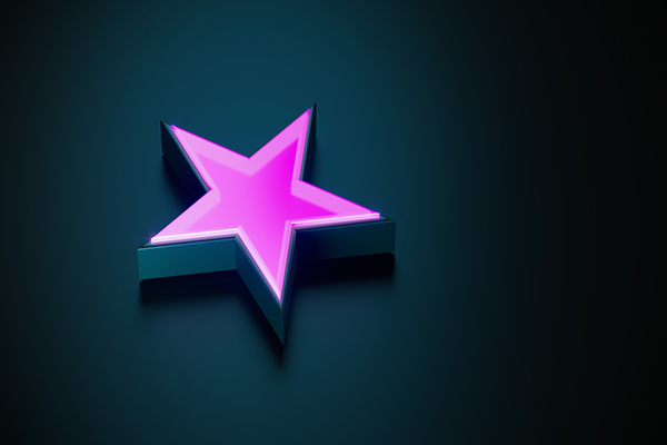 Purple star on black background
