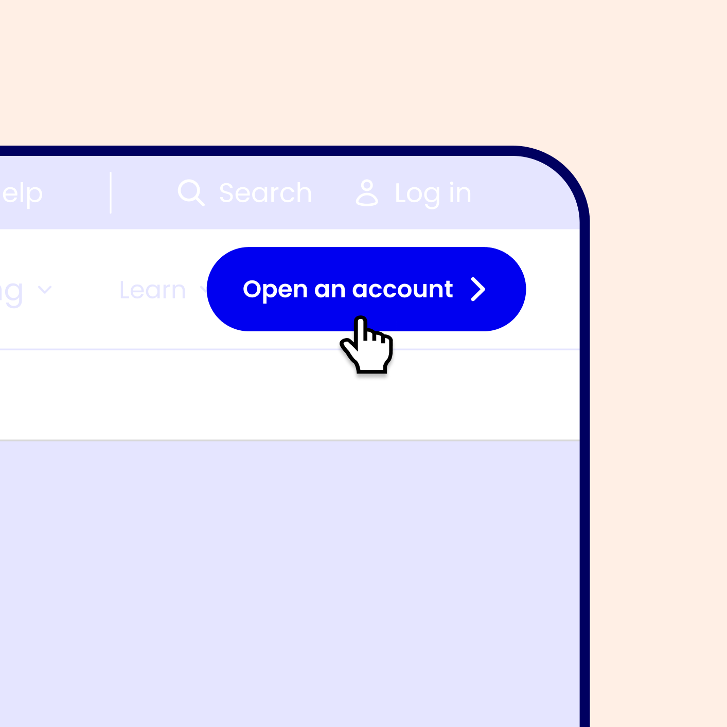 illustration of a laptop with open an account button