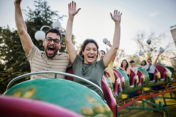 Couple on a roller coaster
