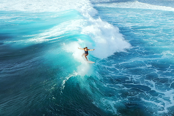 Surfer riding a wave