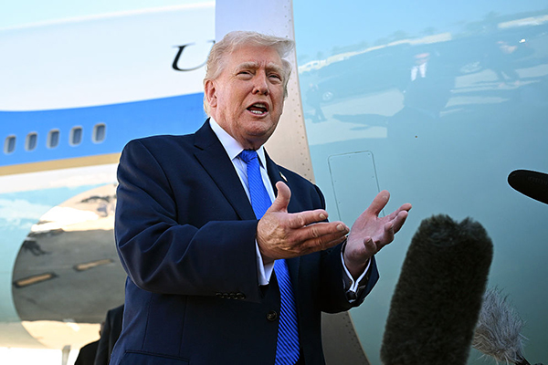 Donald Trump beside Air Force One, Getty