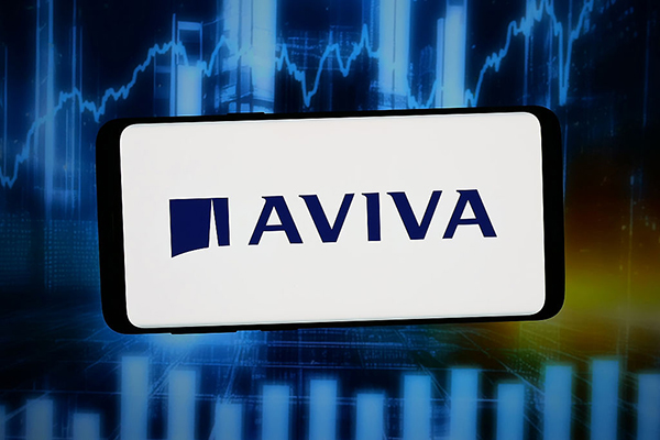Aviva logo on a smartphone, Getty