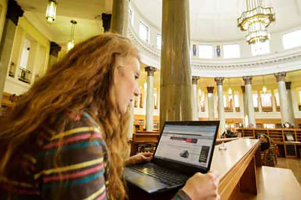 Librarian using Elsevier’s ScienceDirect platform, Relx