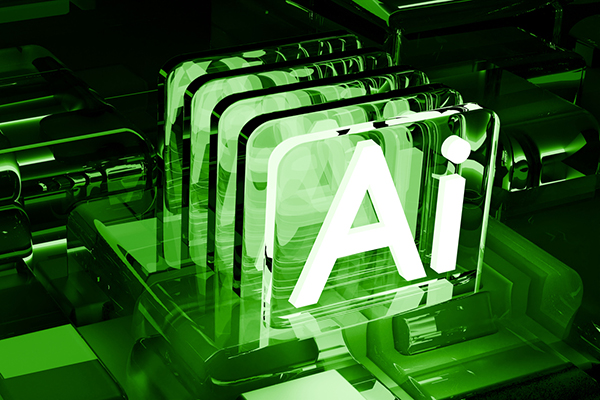 AI against a futuristic green background