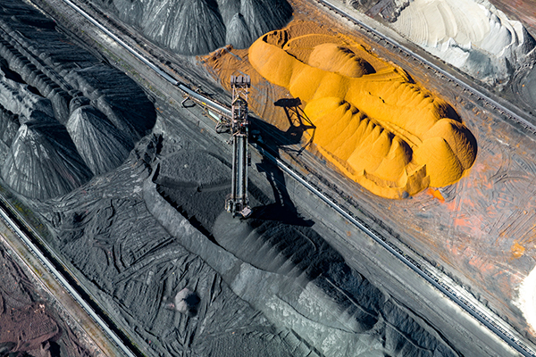 Aerial view of minerals being mined