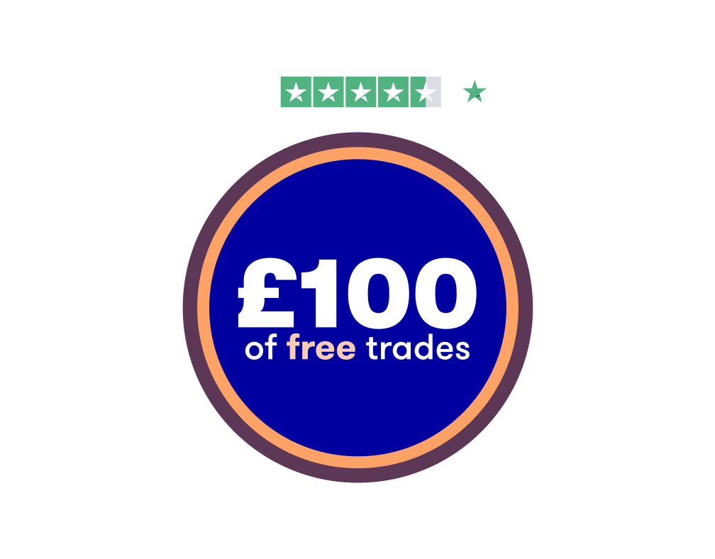 £100 free trades TA offer with Trustpilot logo