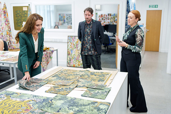 Duchess of Cambridge at Standfast & Barracks, part of Sanderson. Getty