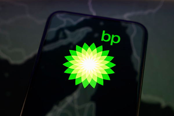 BP logo on smartphone, Getty