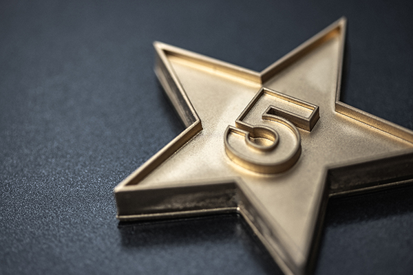 Five on a gold star