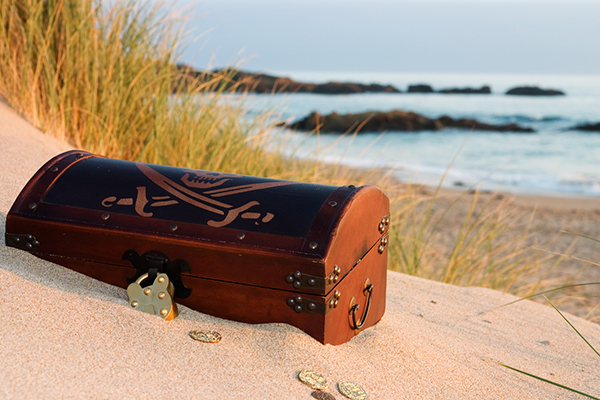Treasure chest containing precious gems