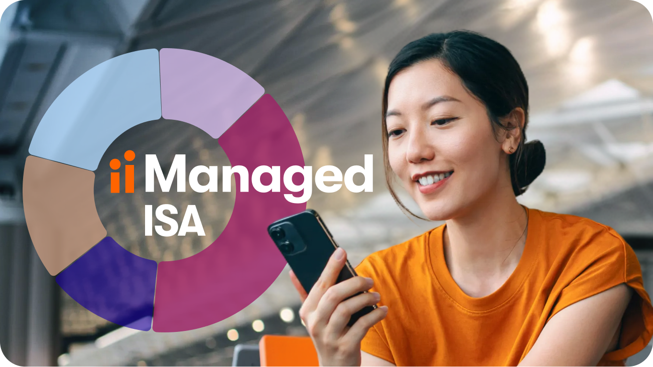 young woman on mobile device with managed ISA logo