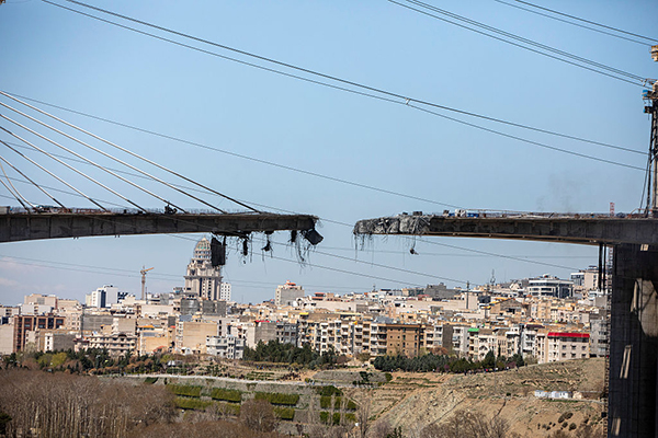 Damaged bridge west of Tehran in Karaj, Getty