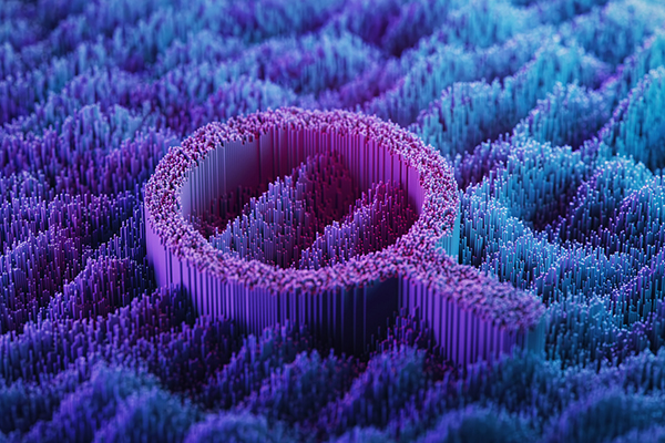 Magnifying glass against a textured background