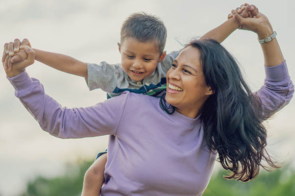 Mother playing with child