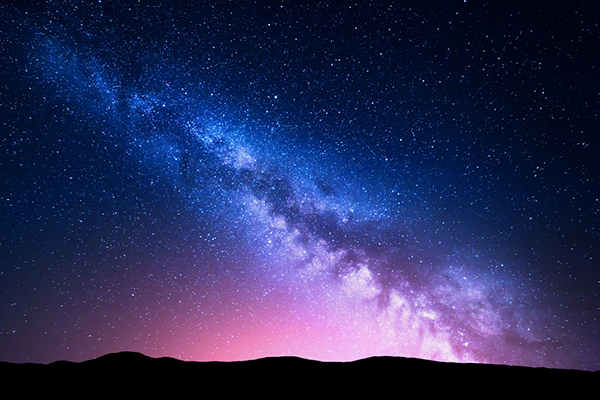Stars in colourful sky