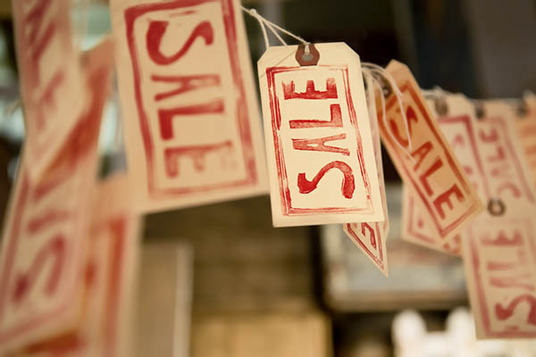Tags with 'sale' written on them
