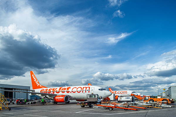 easyJet planes at Luton airport