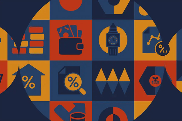 A montage of financial images