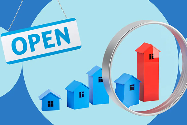 Illustration of property with an open sign