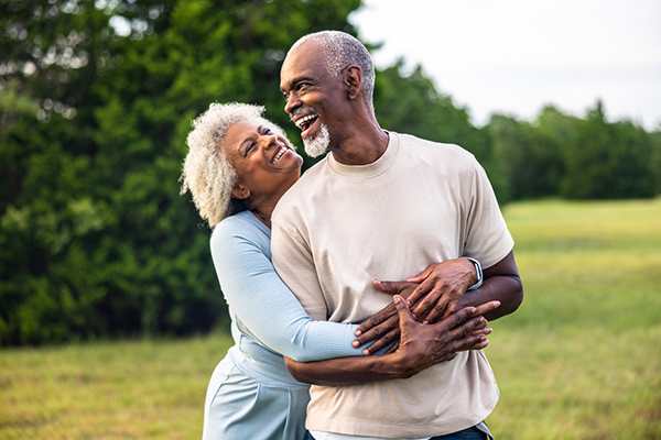 Smiling retired couple
