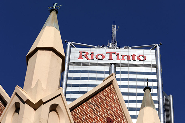 Rio Tinto logo on skyscraper, Getty