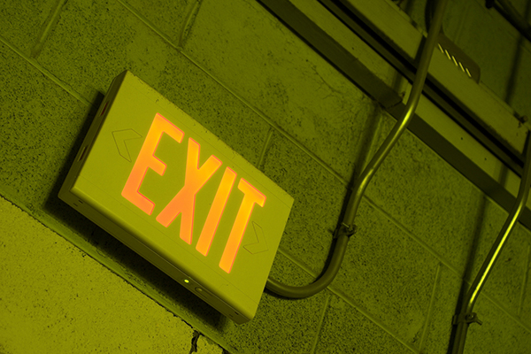 Exit sign with yellow tinge