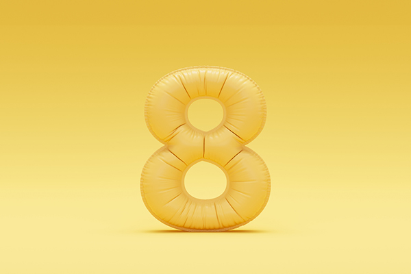 Inflatable yellow number eight