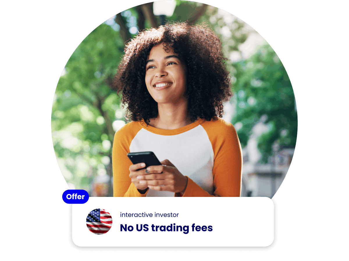 young woman mobile outdoors happy us trading offer