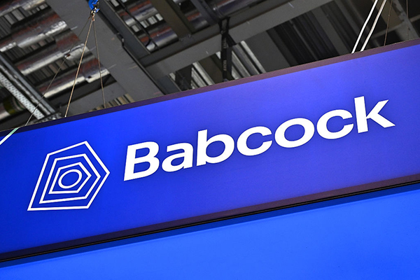 Babcock sign on display at an exhibition in April 2026, Getty