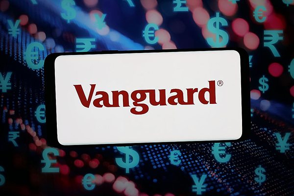 Vanguard logo on a smartphone, Getty
