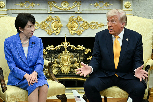 US President Donald Trump and Japan's Sanae Takaichi, Getty