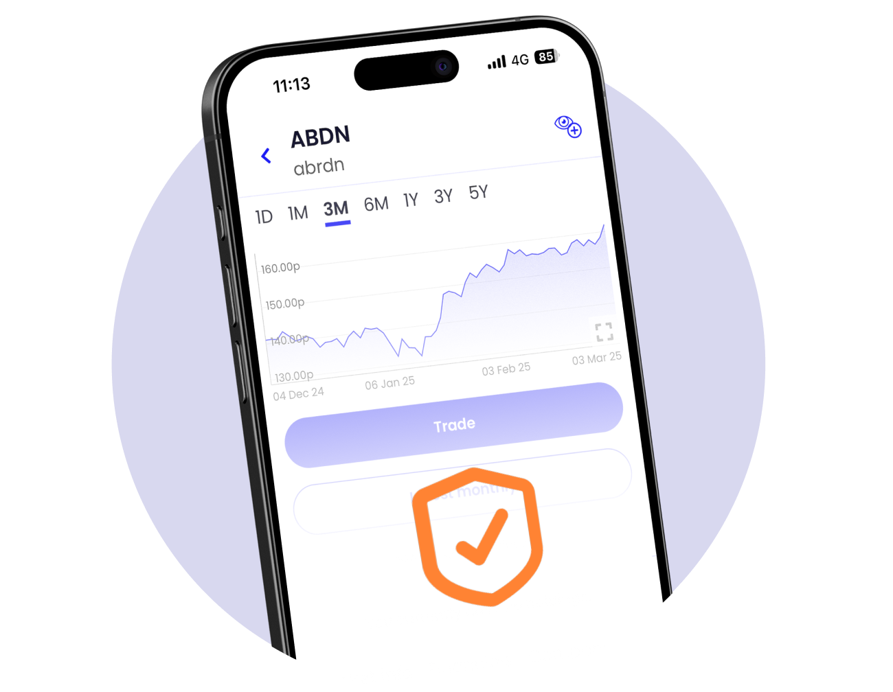Mobile device showing ii app user interface with a shield icon