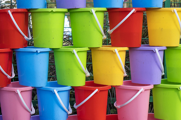 Colourful buckets