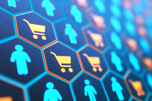 Shopping trolley and investor icons