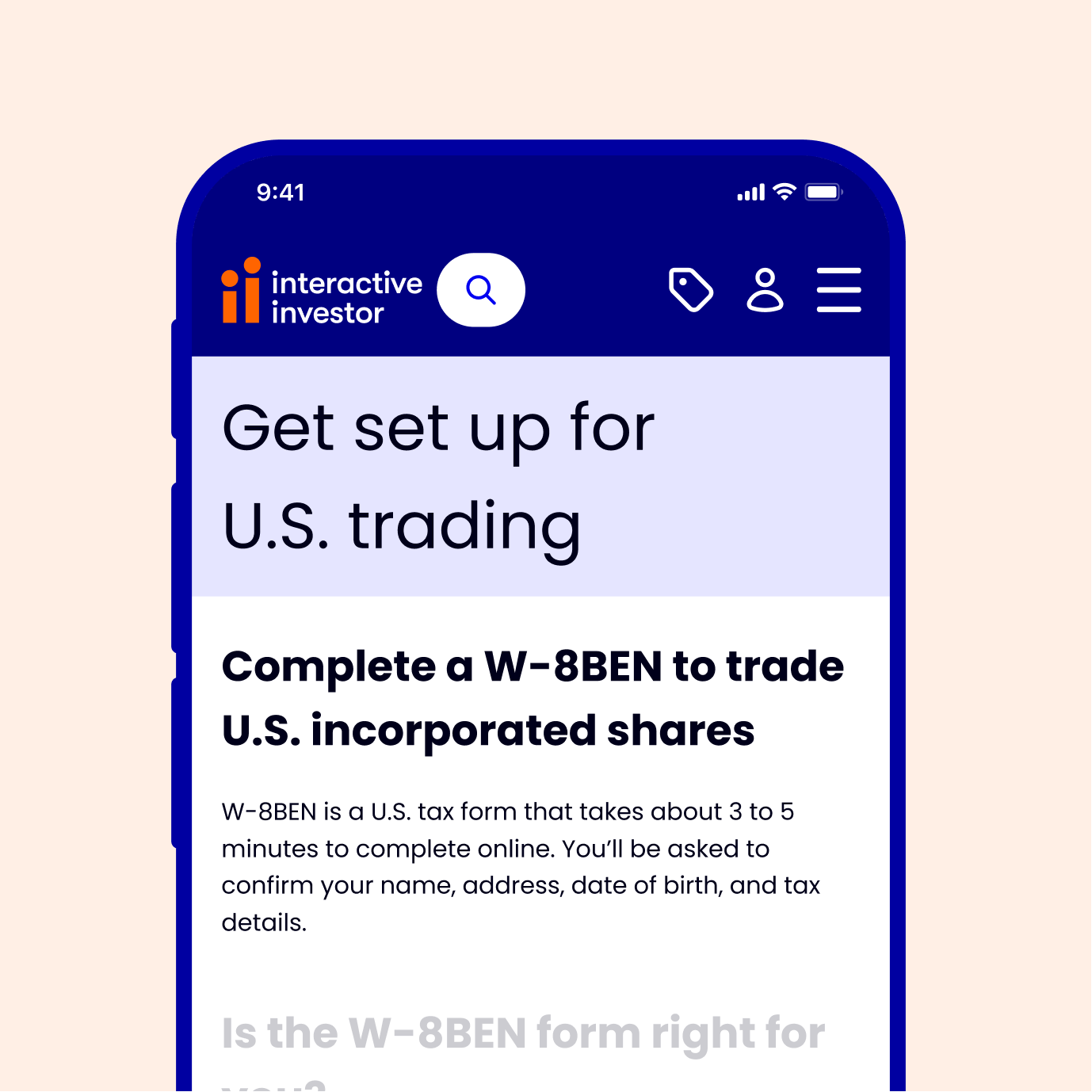 ipo w-8ben form mobile device ui
