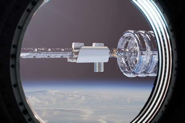 View of a space station from a space shuttle