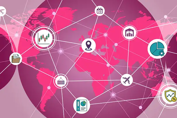 Emerging markets pink montage image of icons